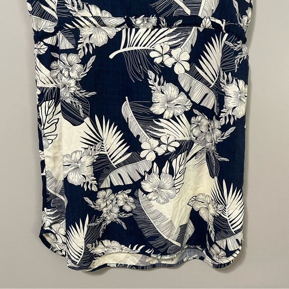 Palmwave Hawaii Sleeveless V-Neck Tropical Print Shift Dress Rayon Cinch Waist - Picture 11 of 13